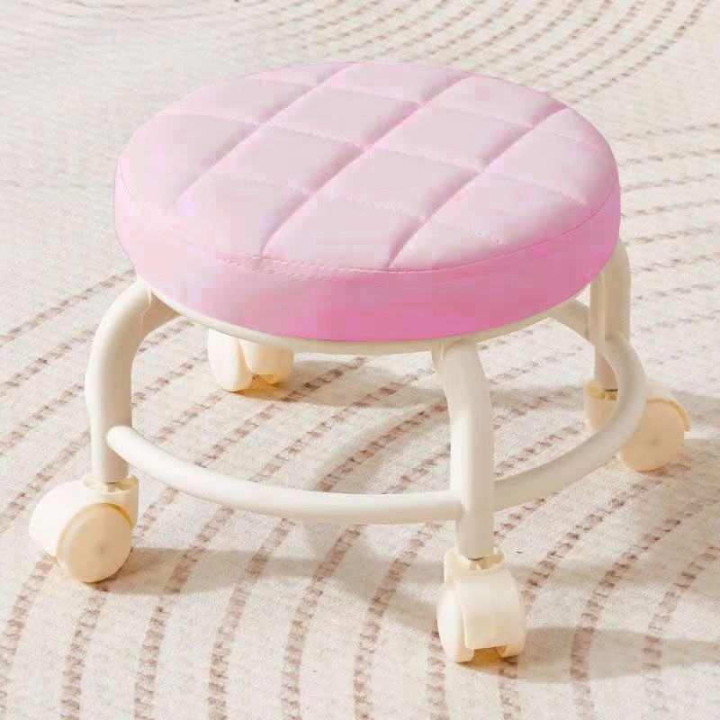 [pink] classic round stool-swivel wheel