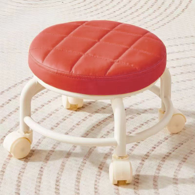 [red] classic round stool-swivel wheel