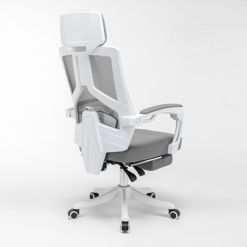 White frame, gray mesh plus footrest with white steel feet