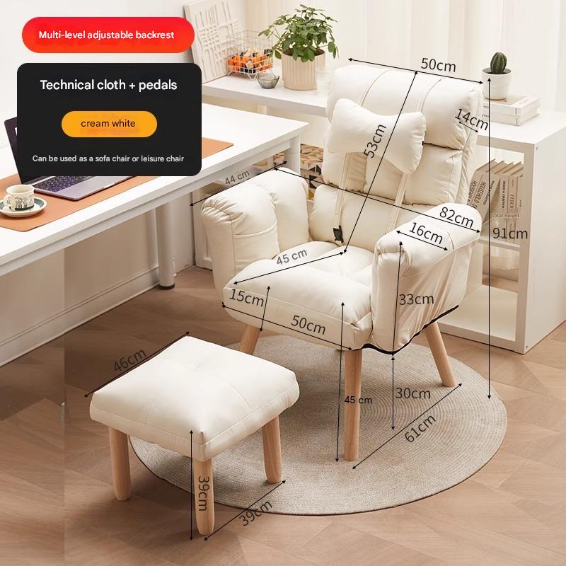tech fabric cream white single chair   pedal