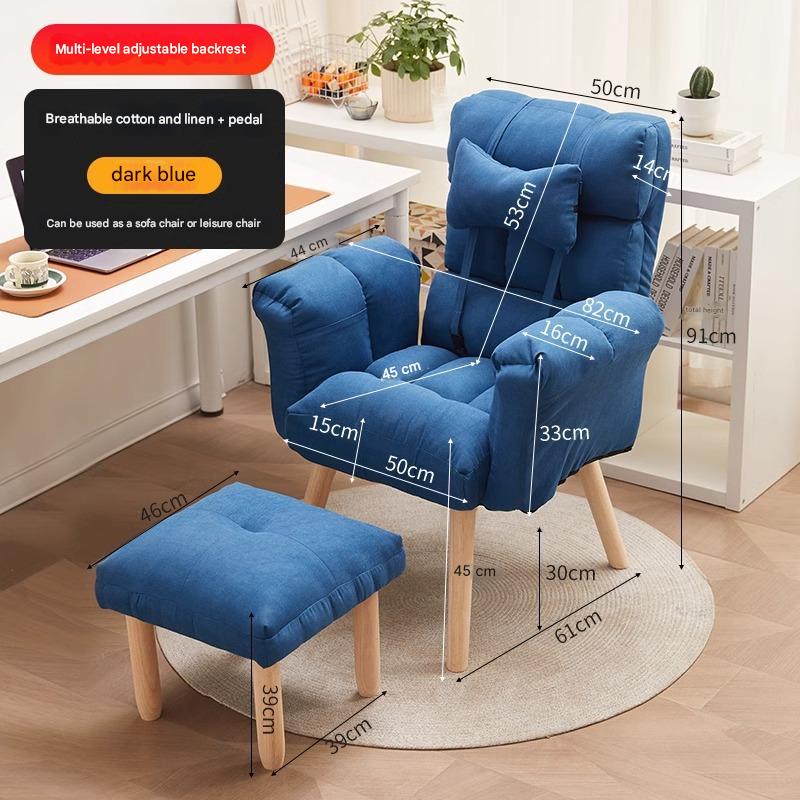 [cotton and linen] dark blue single chair   pedal