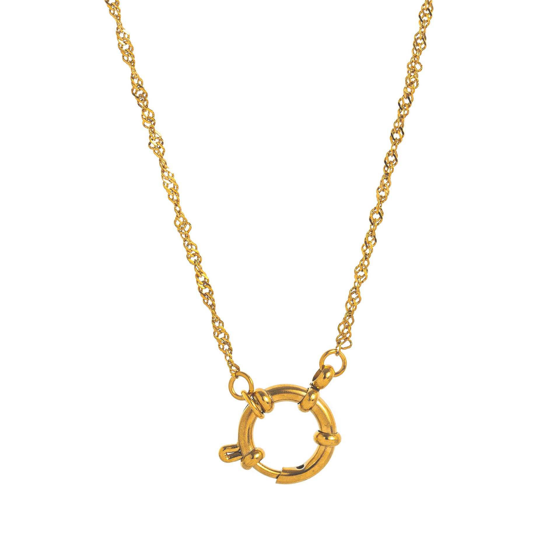 17:45cm with 5cm extender chain/2mm water wave chain live ring