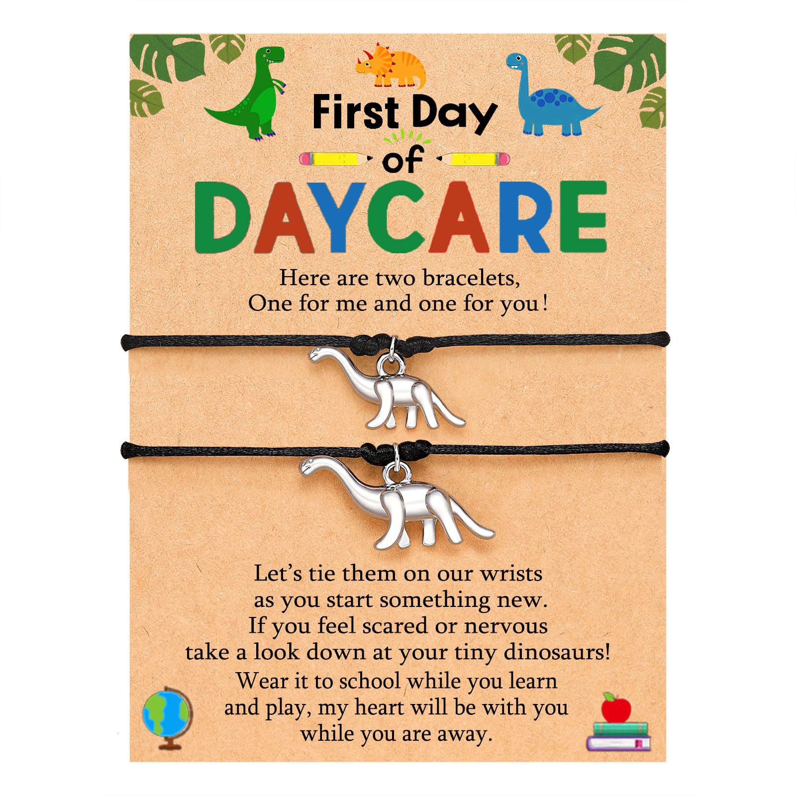 1:Dinosaur double black rope bracelet   DAYCARE card