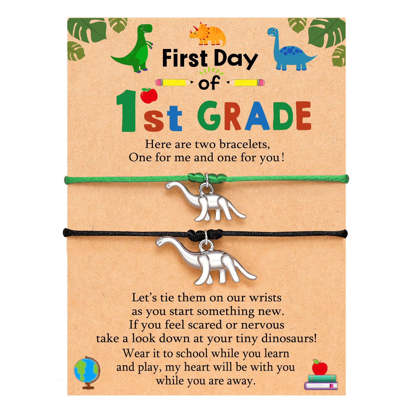 7:Dinosaur black and green rope bracelet   1st grade card