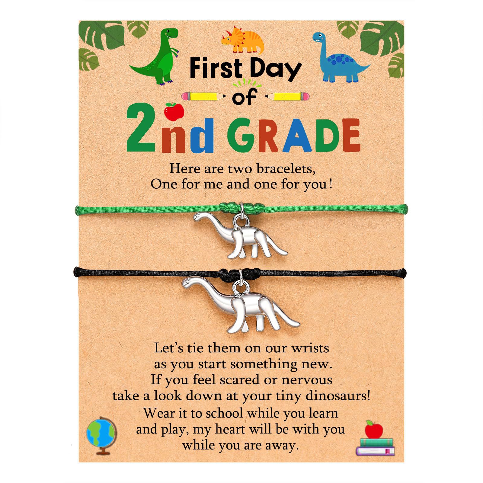 8:Dinosaur black and green rope bracelet   2nd grade card