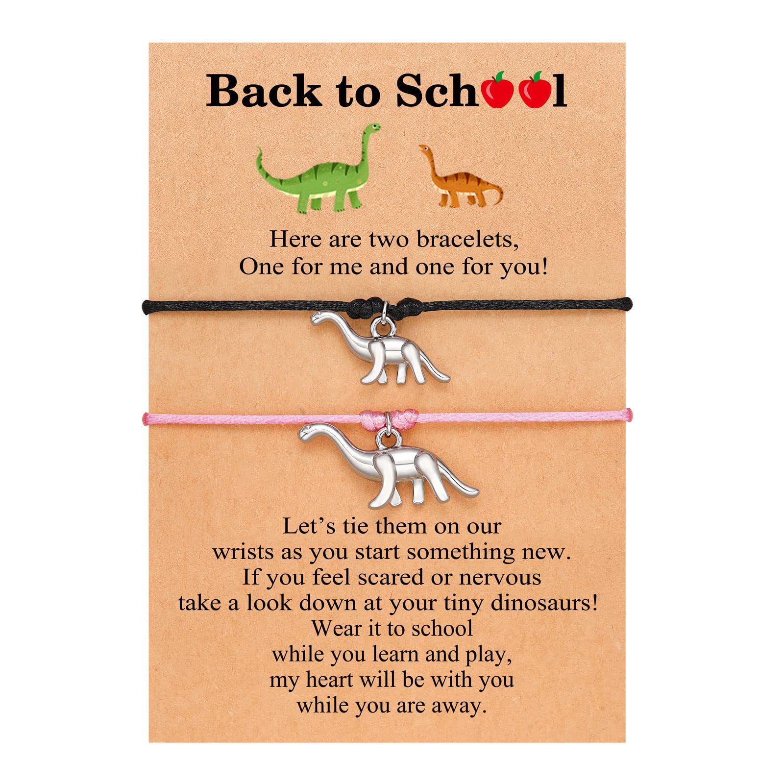 12:Dinosaur Black Pink rope bracelet   back to school card