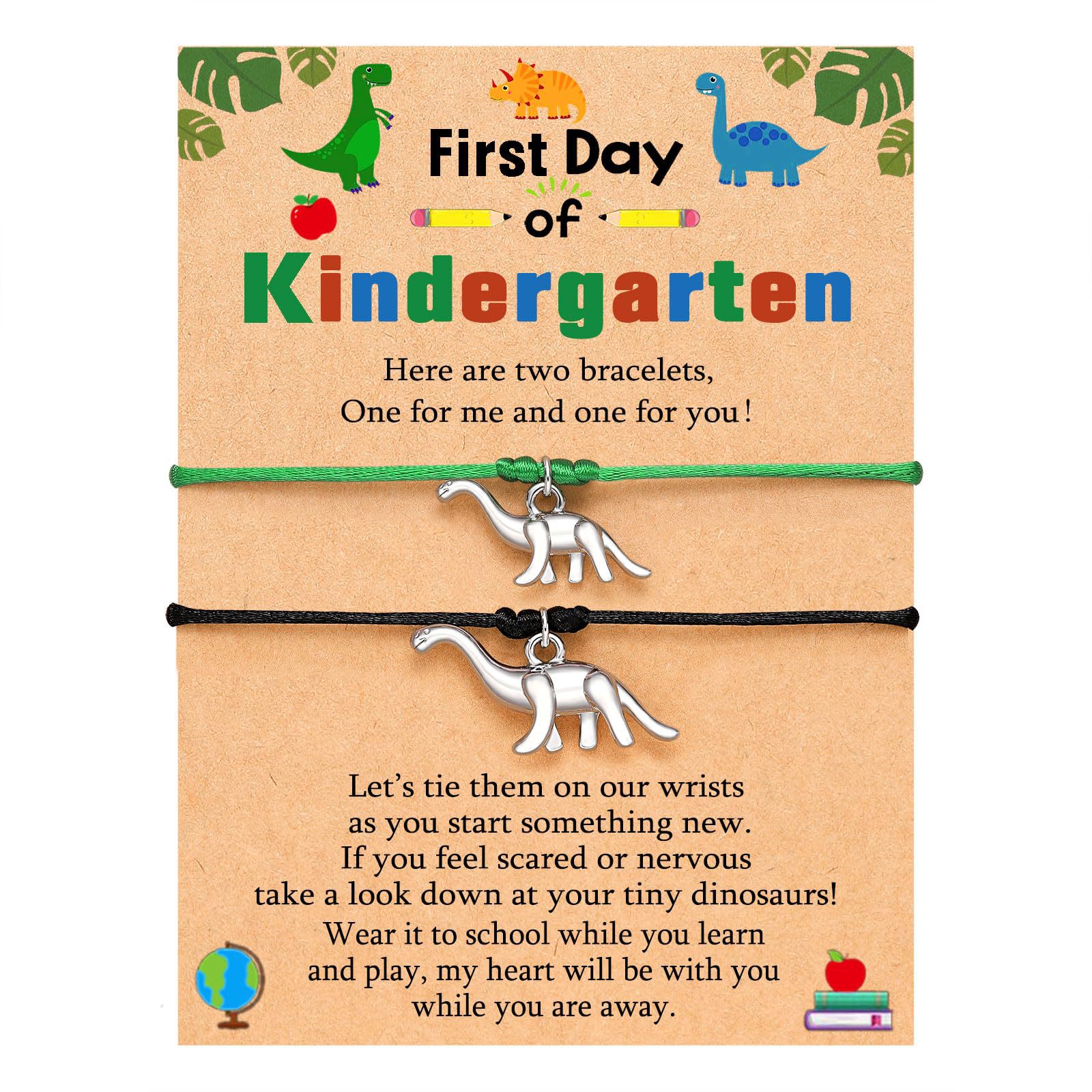 15:Dinosaur black and green rope bracelet   kindergaten card