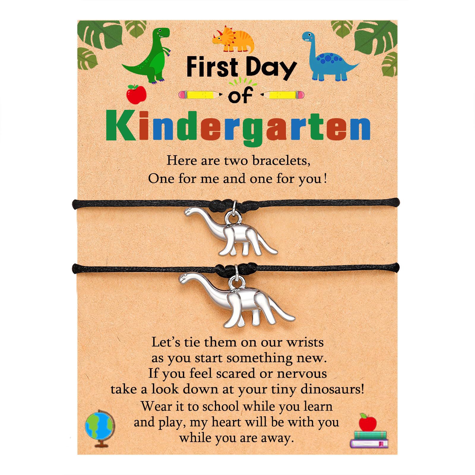 16:Dinosaur double black rope bracelet   kindergaten card
