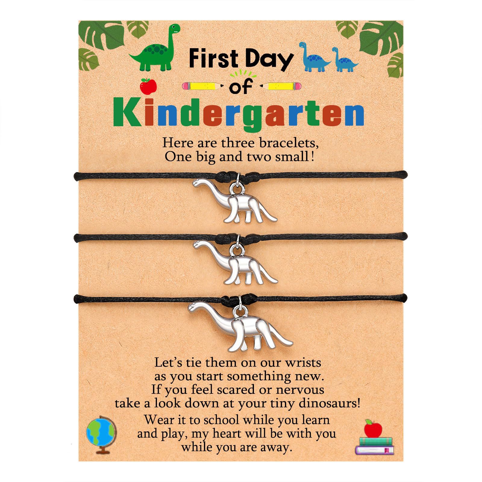 17:Dinosaur three black rope bracelet   kindergaten card