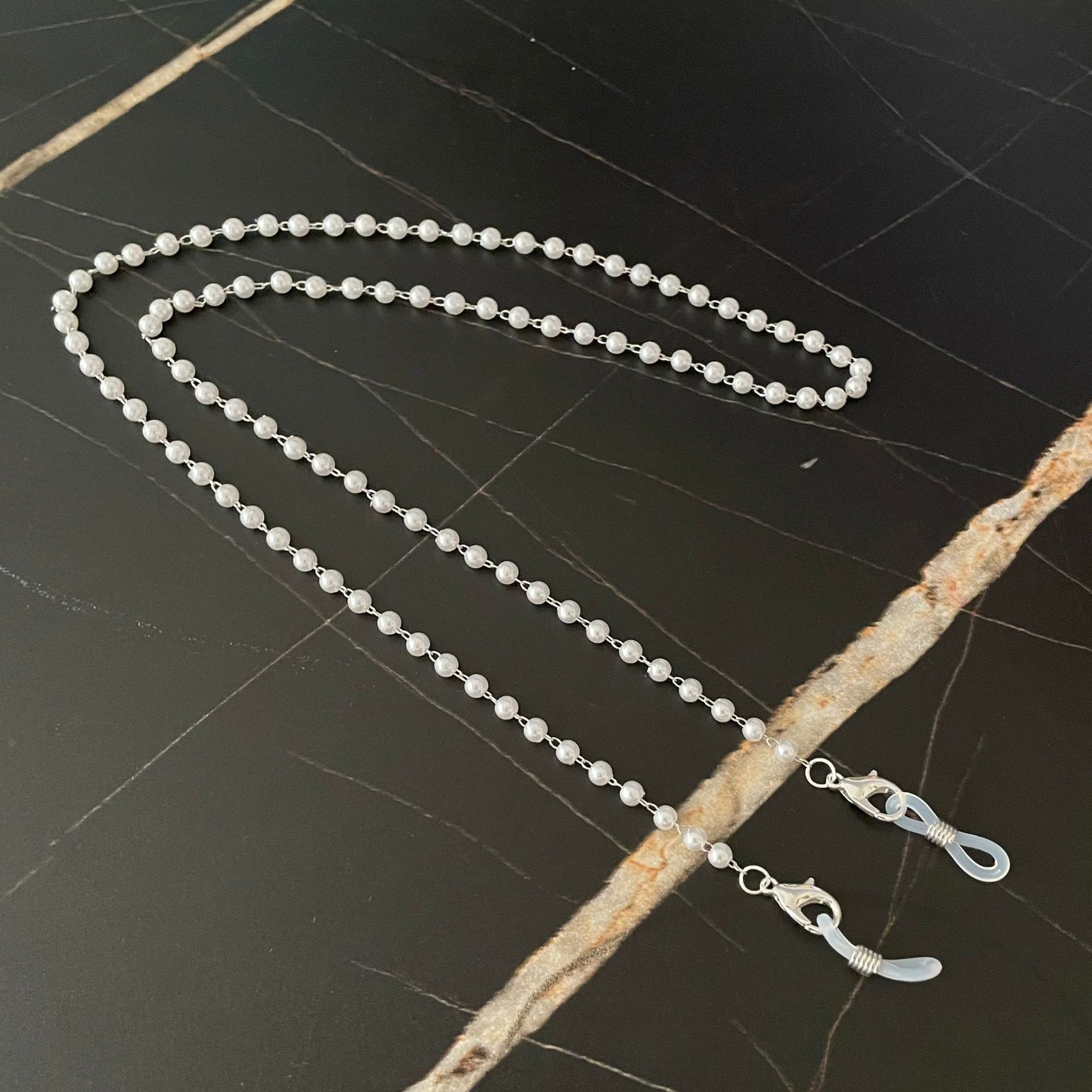 2:white pearl silver chain