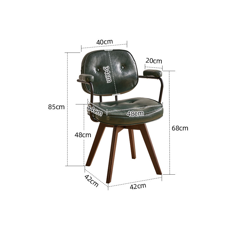 dark green 360 Rotatable backrest chair [oil wax leather]