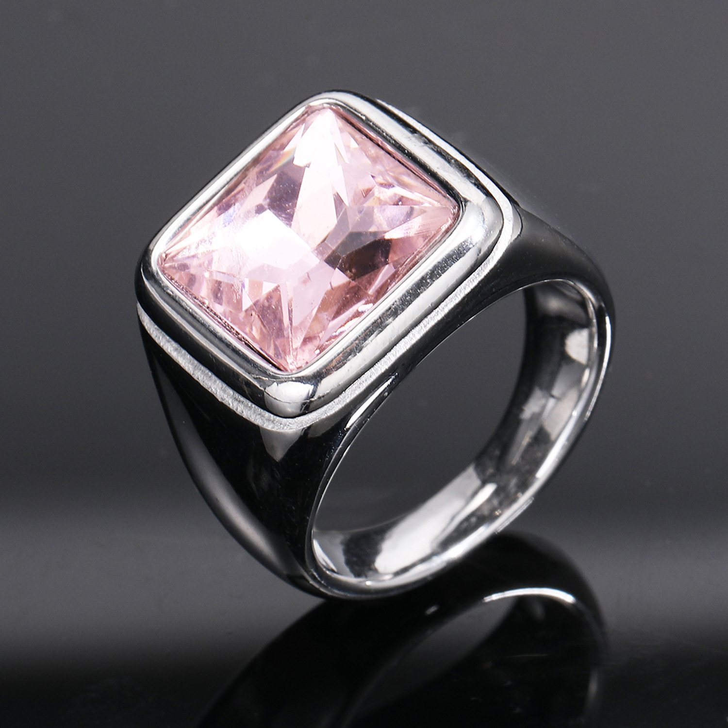 Steel pink gem US Size #6