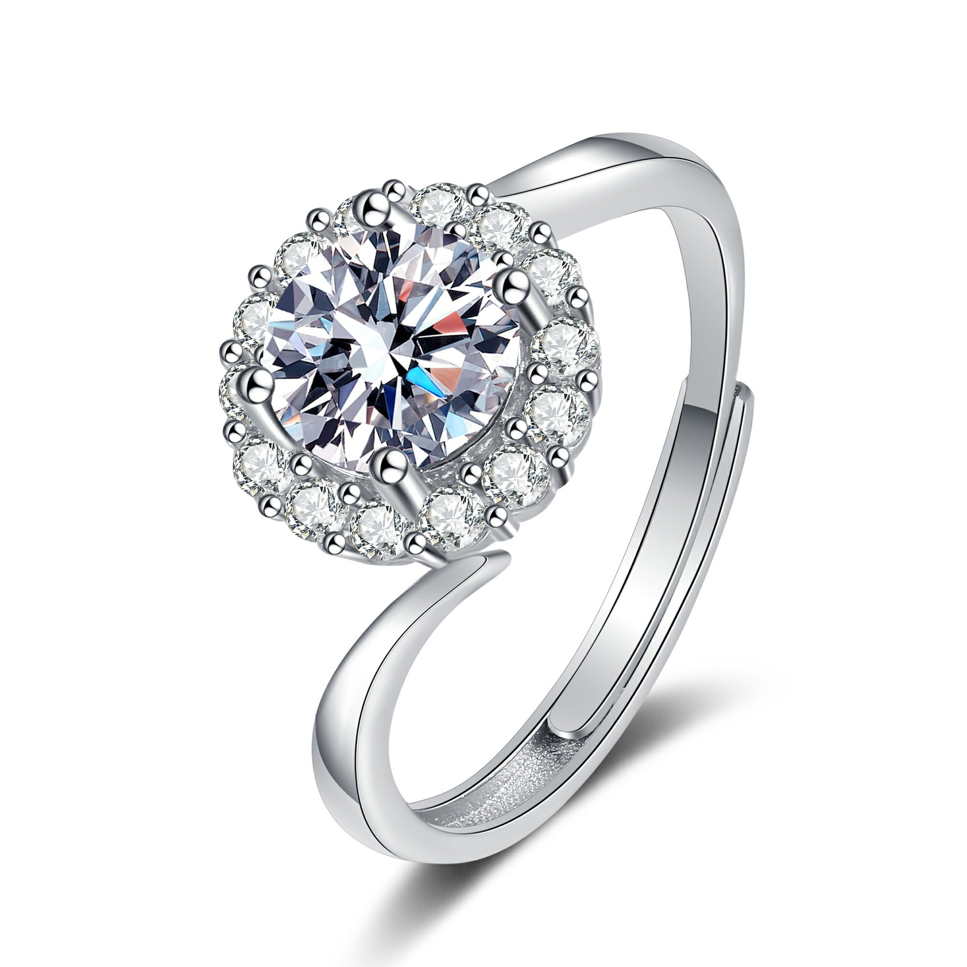 10:Torsion arm round ring (white diamond)