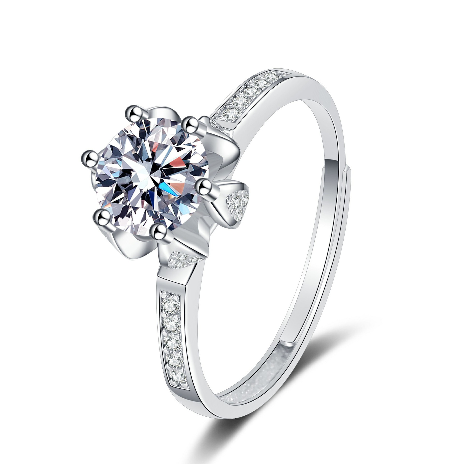16:Straight arm holding flower ring (white diamond)