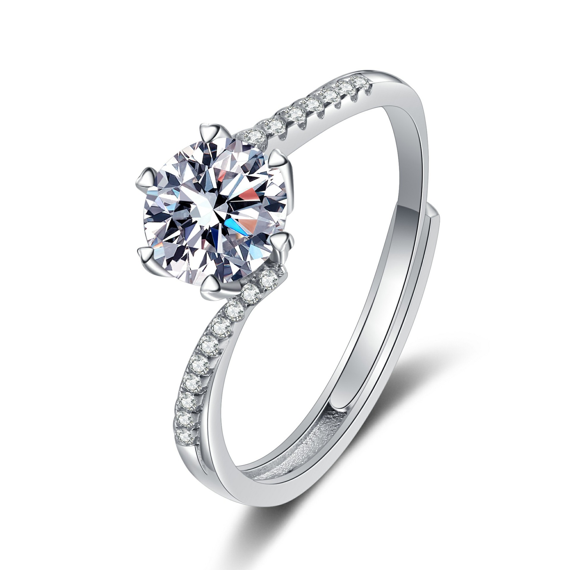 35:Six claw torsion arm ring (white diamond)