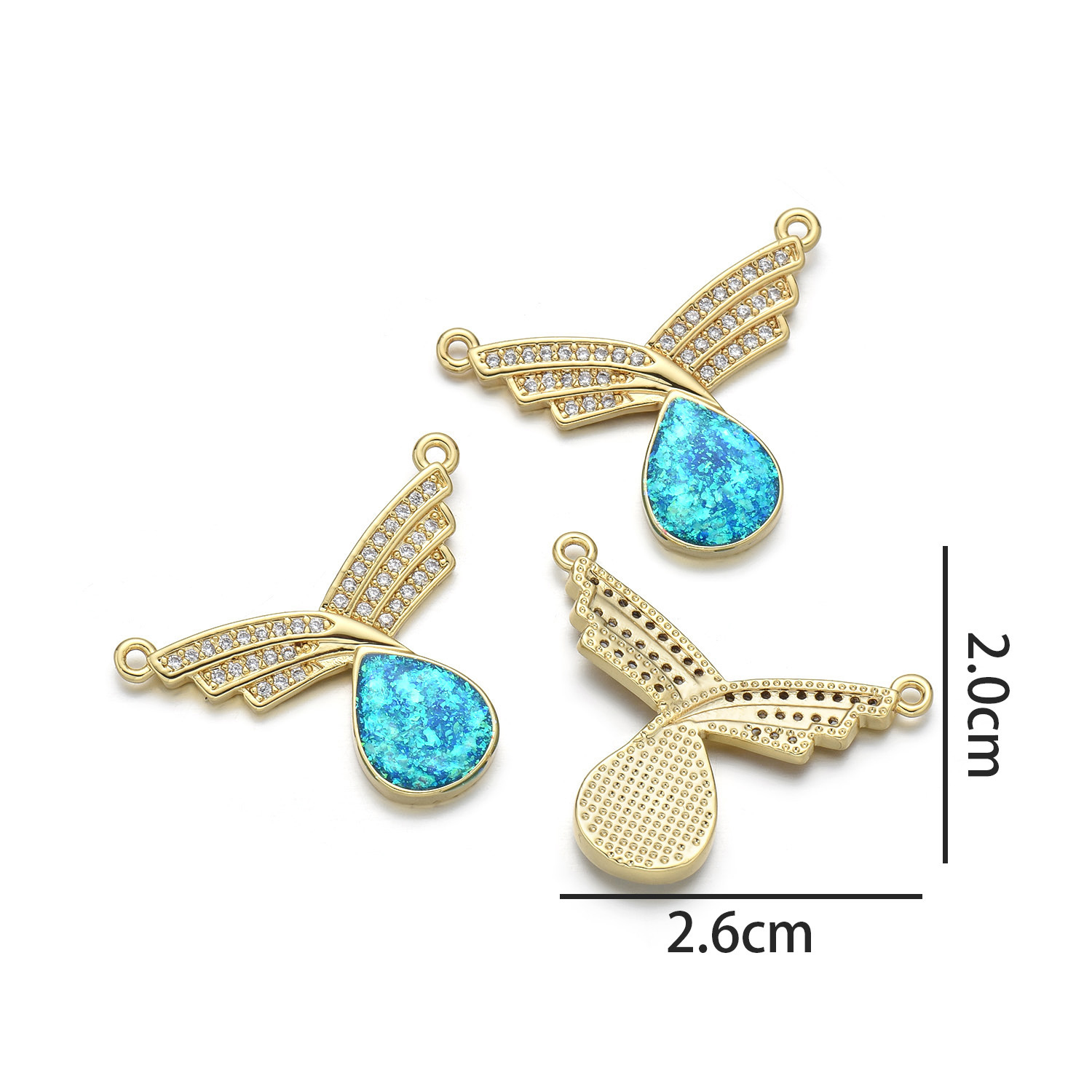 4:Water drop wings (peacock blue opal)
