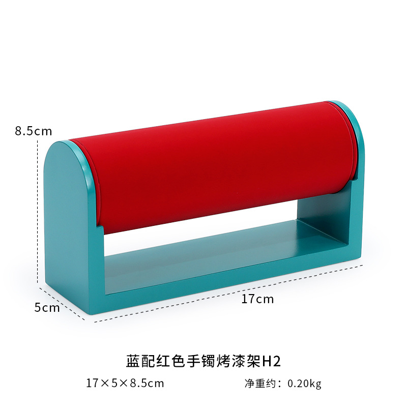 Blue background   red surface large bracelet rack