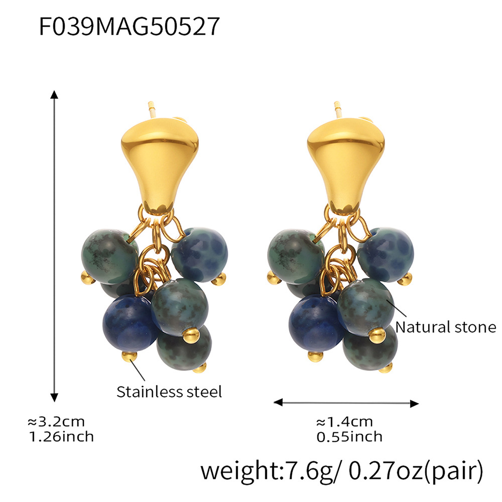 4:F039-gold natural stone earrings