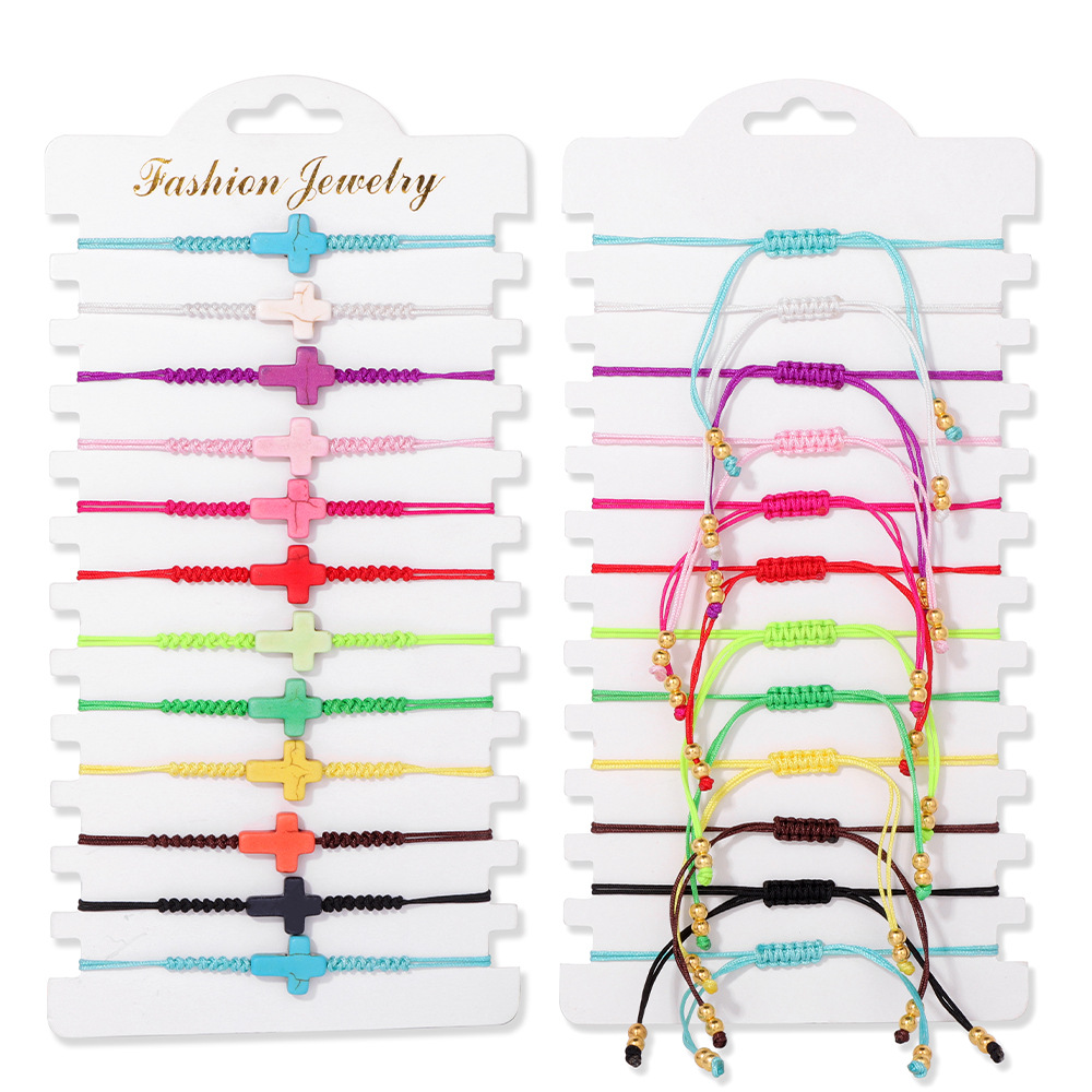 27:12pcs woven cross bracelet
