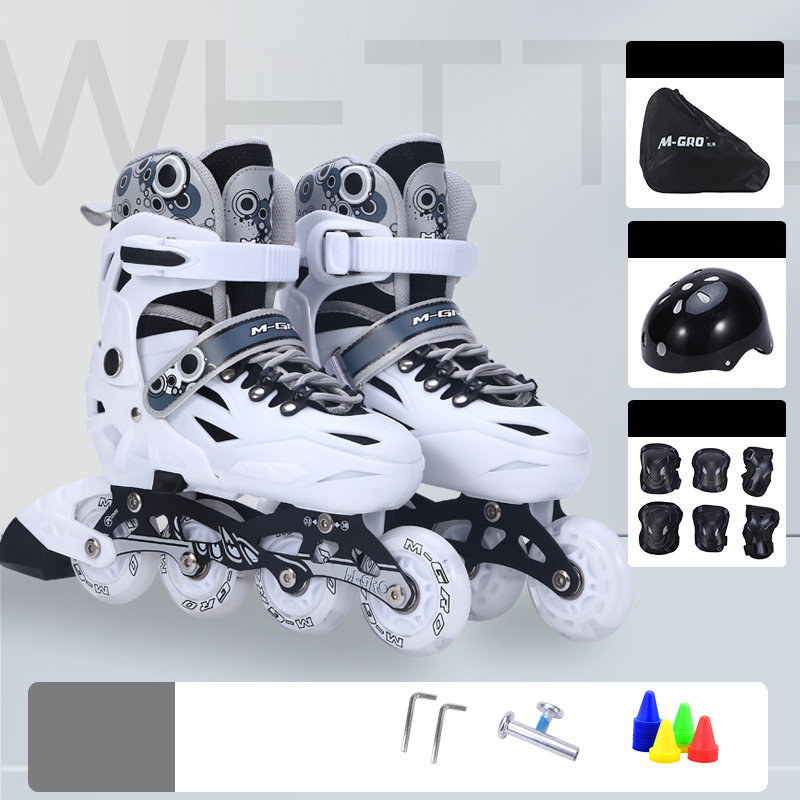 White Inline Skate with protective gear