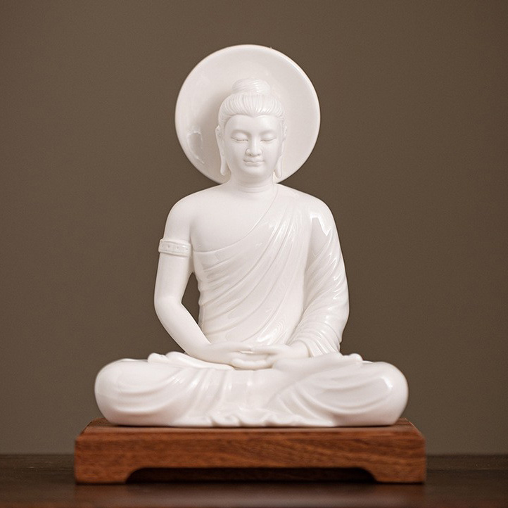 White porcelain + wooden base