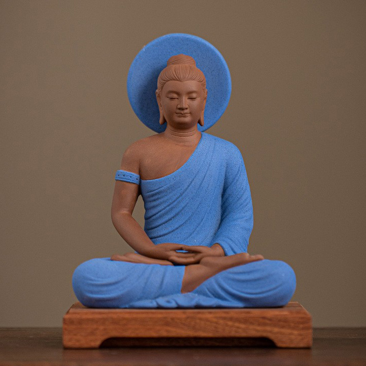 Purple clay blue + wooden base