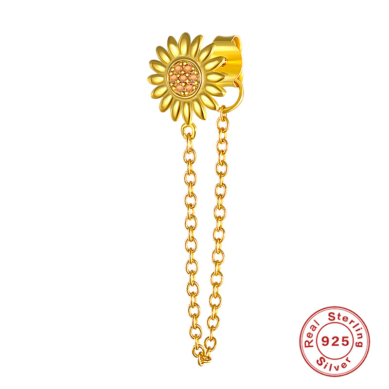 3:Gold single sunflower ear cord