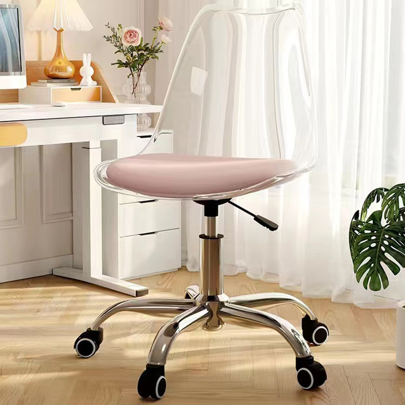 Pink seat cushion   transparent shell [steel feet]