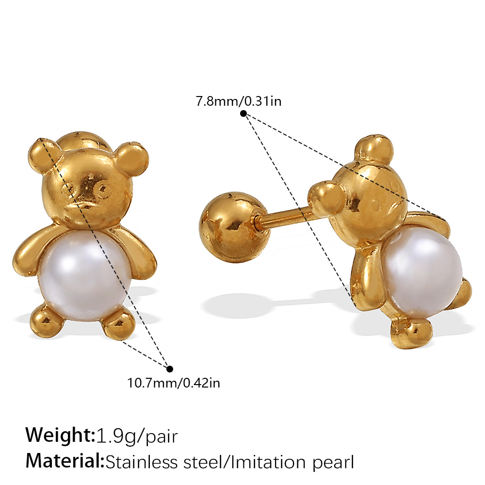 1:Eh1160weg white pearl gold stud earrings