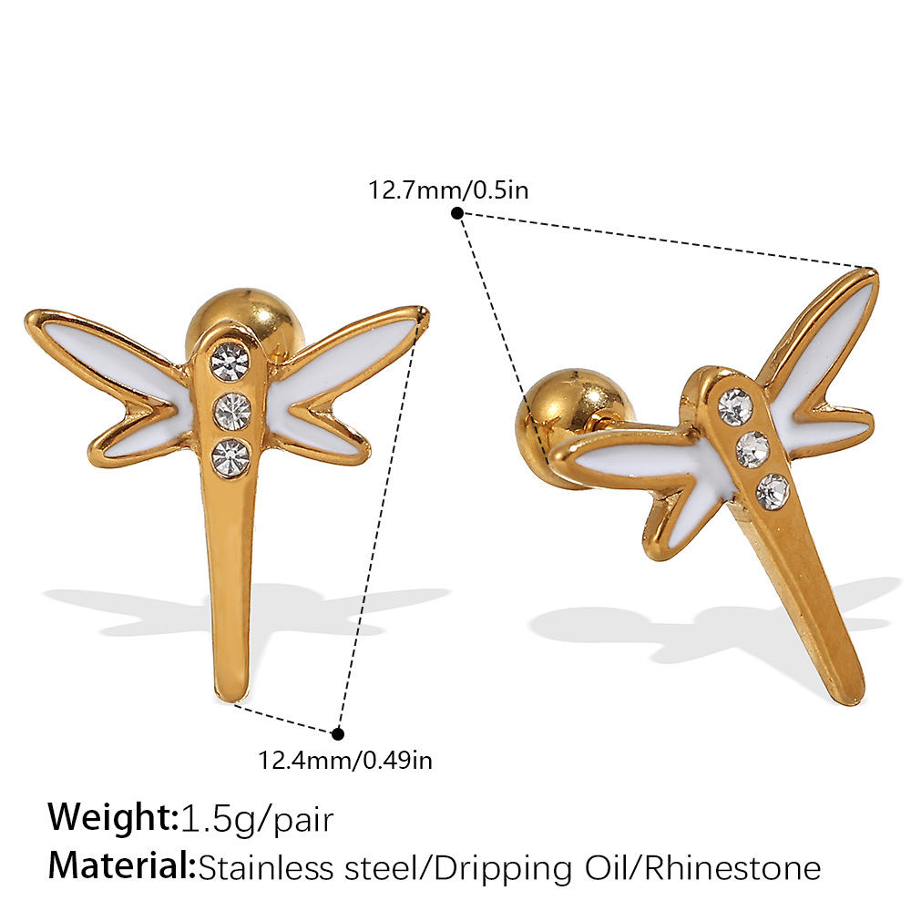 3:Eh1162weg white oil gold stud earrings