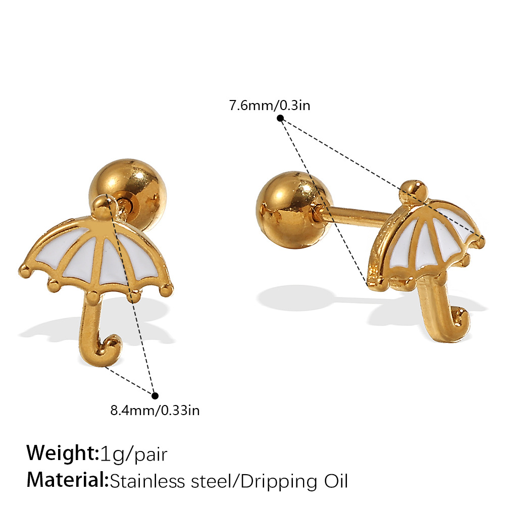 4:Eh1163weg white oil gold stud earrings