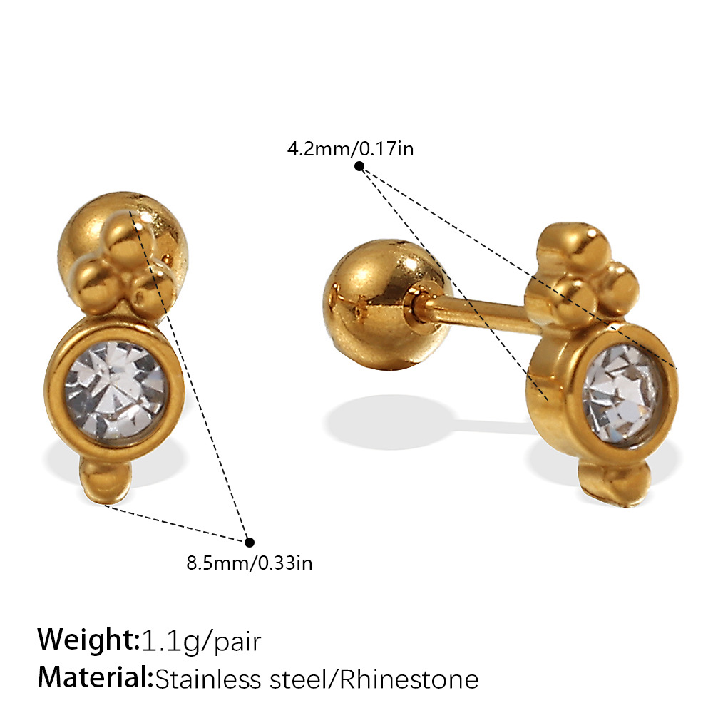 6:Eh1165weg white diamond gold stud earrings