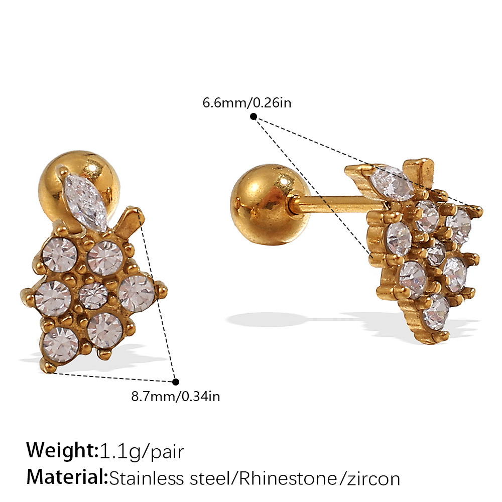7:Eh1166weg white zirconium gold stud earrings