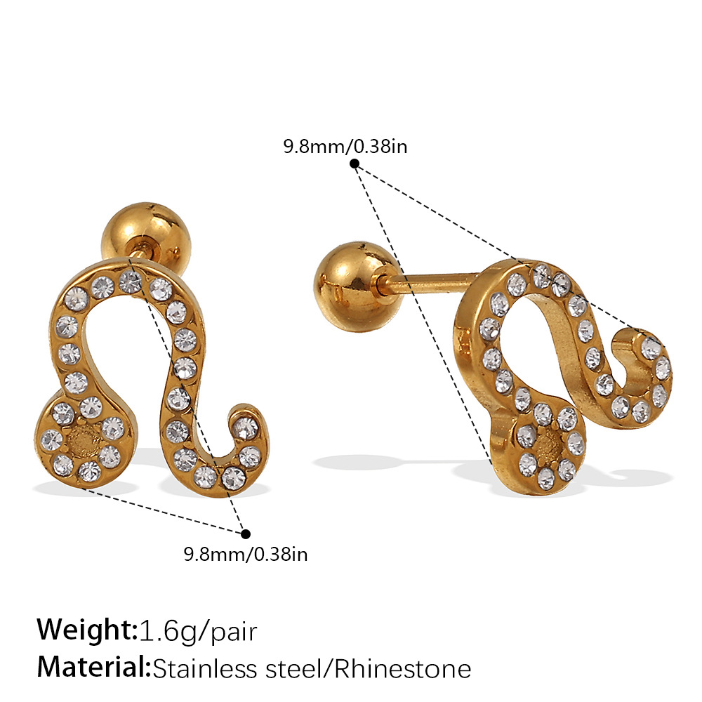 8:Eh1167weg white diamond gold stud earrings