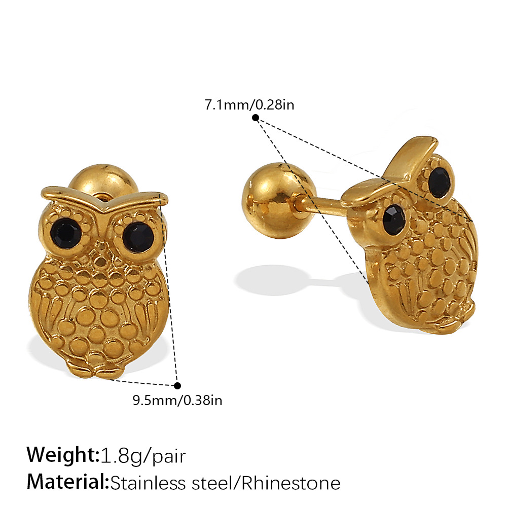 10:Eh1169bkg black diamond gold stud earrings