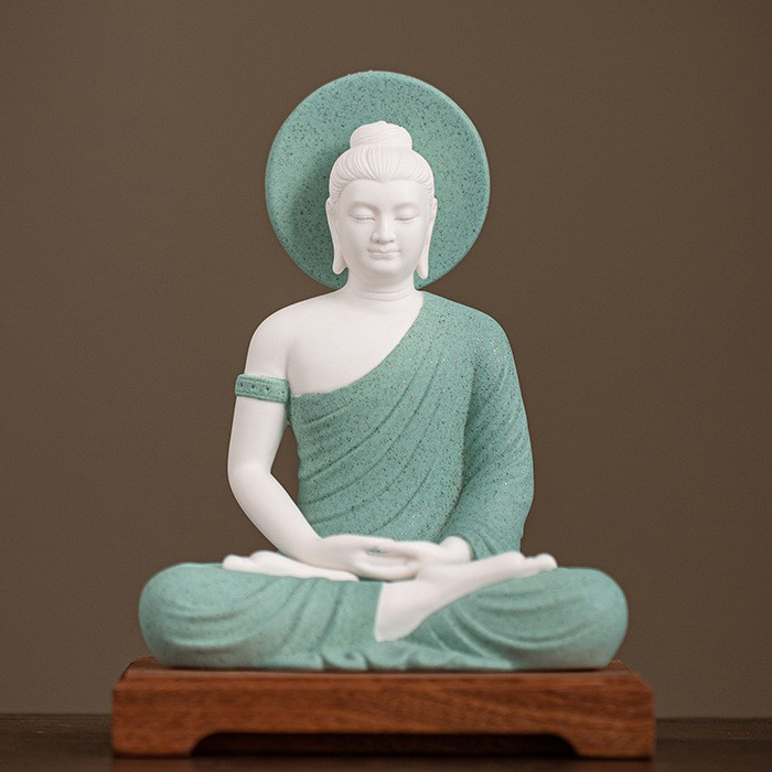 White porcelain green   wooden base