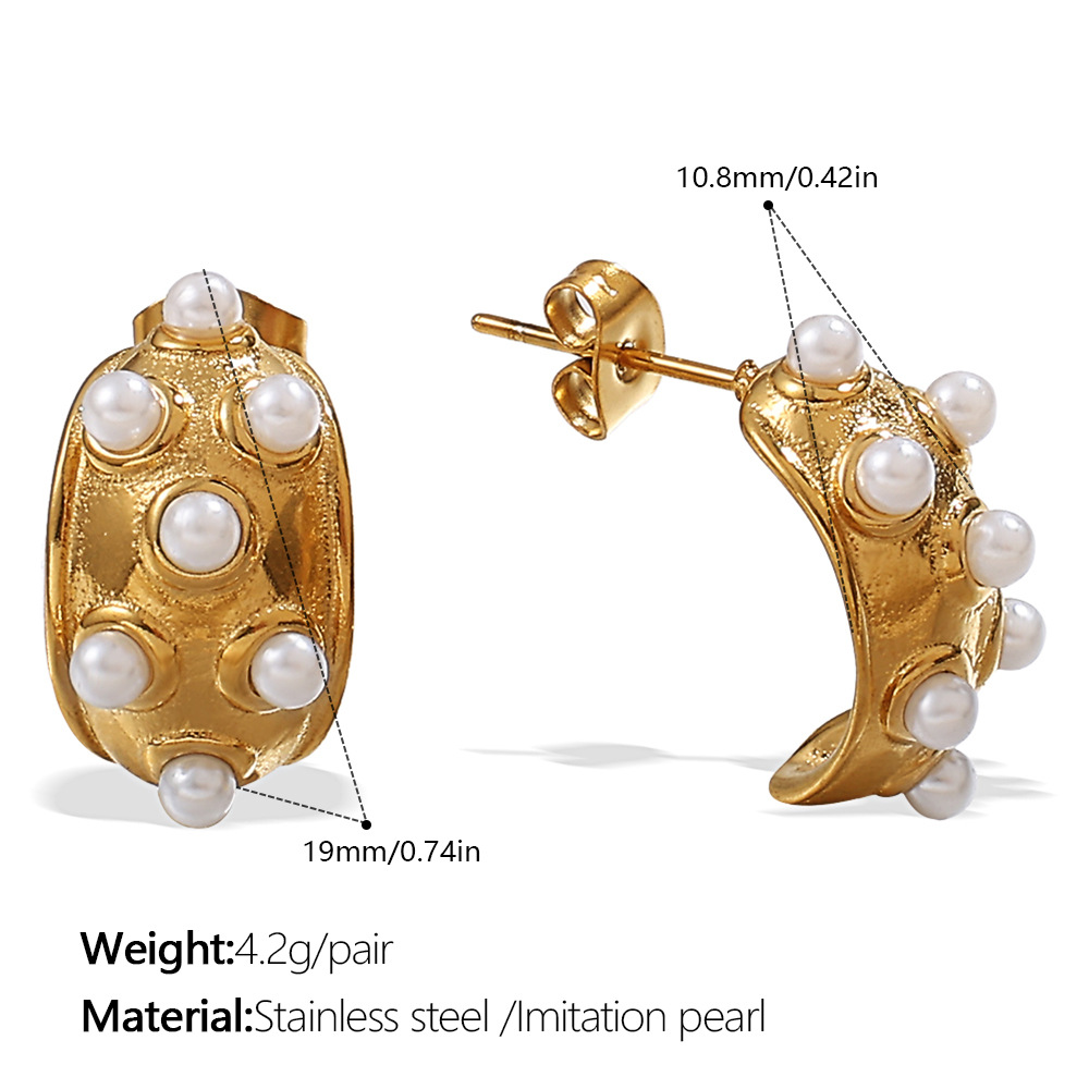 1:Eh1134weg white pearl gold earrings