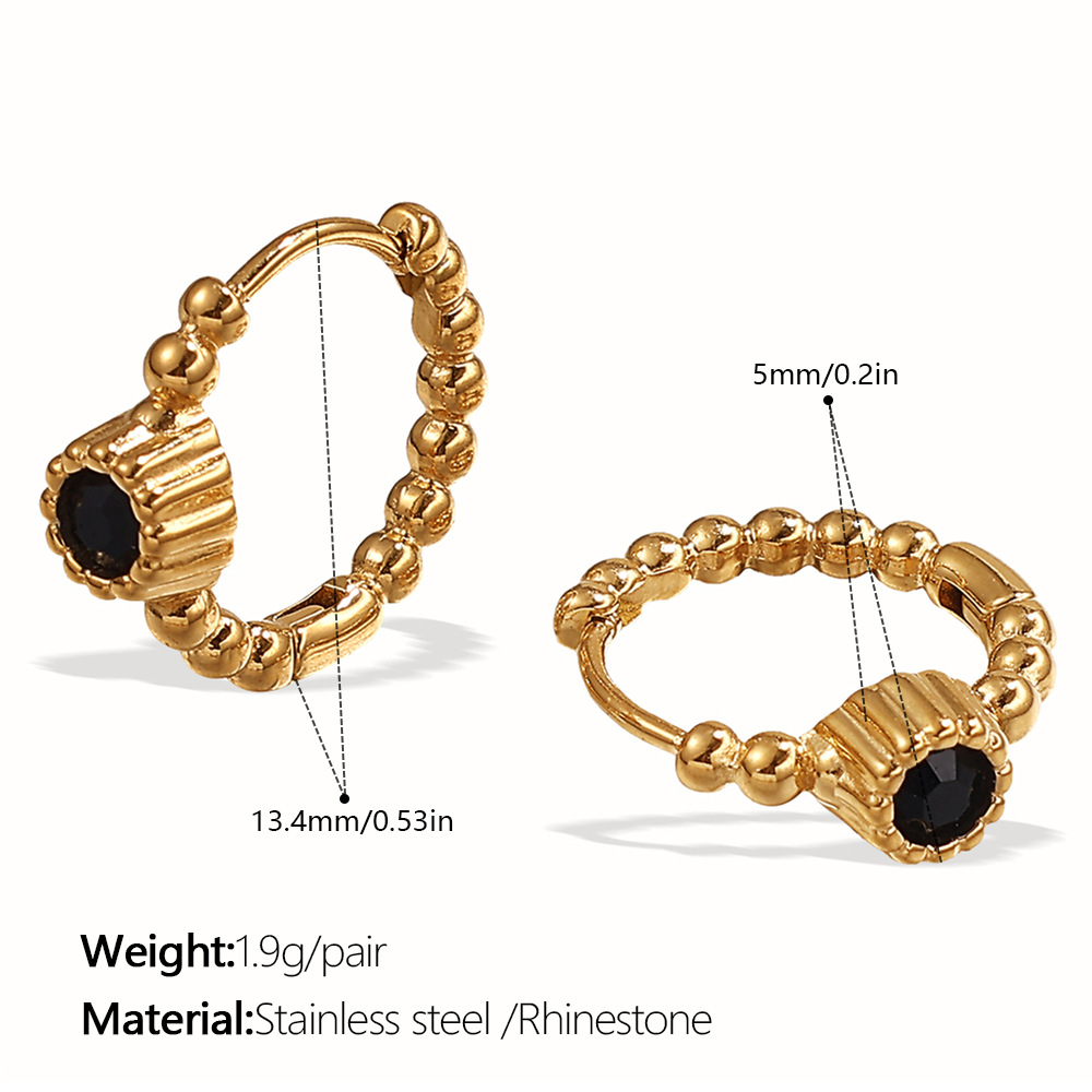 5:Eh1126bkg black diamond gold earrings