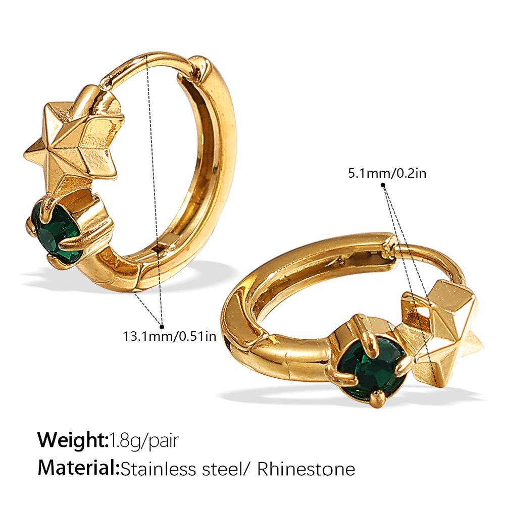 8:Eh1127gng green diamond gold earrings