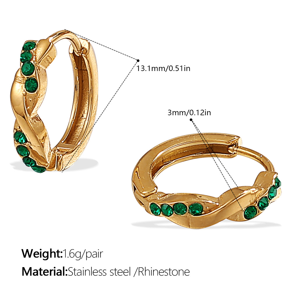 3:Eh1119gng green diamond gold earrings