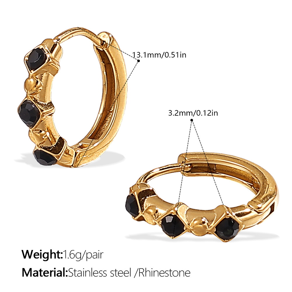 9:Eh1122gng black diamond gold earrings