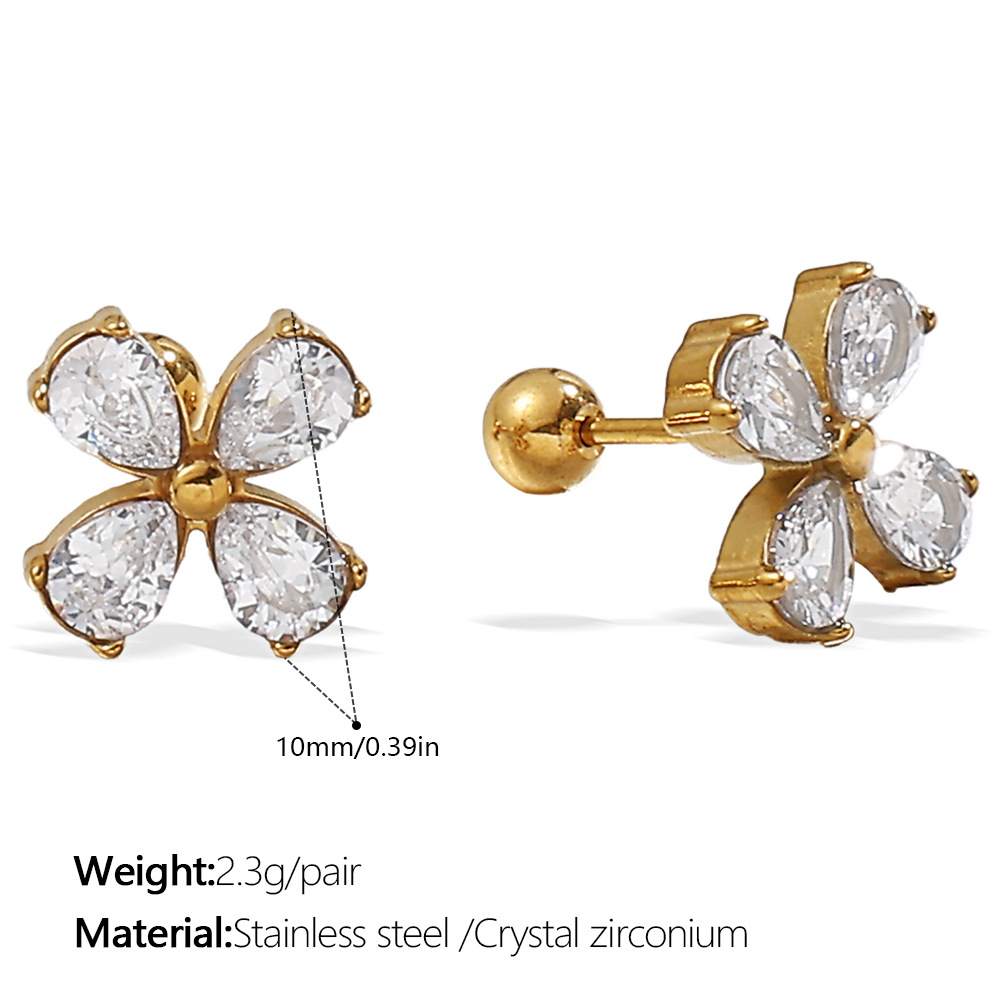 4:Eh1139weg zircon gold earrings