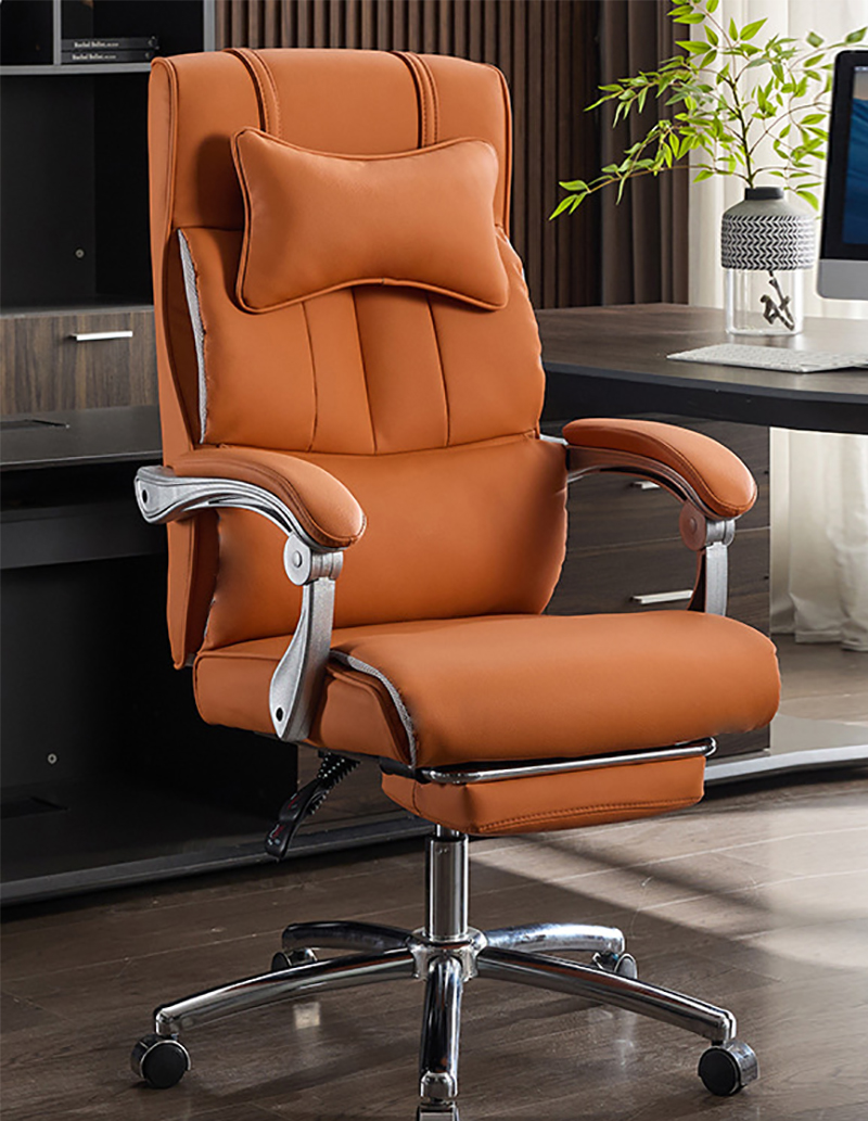 Orange-Two-Layer Cowhide-silver Paint Armrest