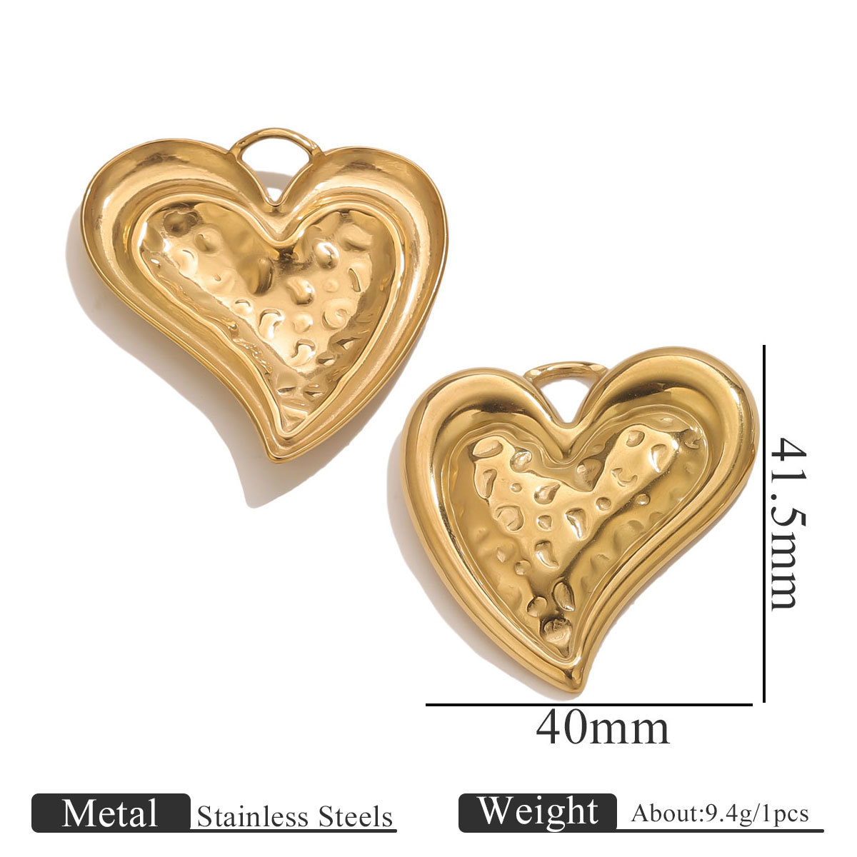 1:Gold pendant - love heart on the left