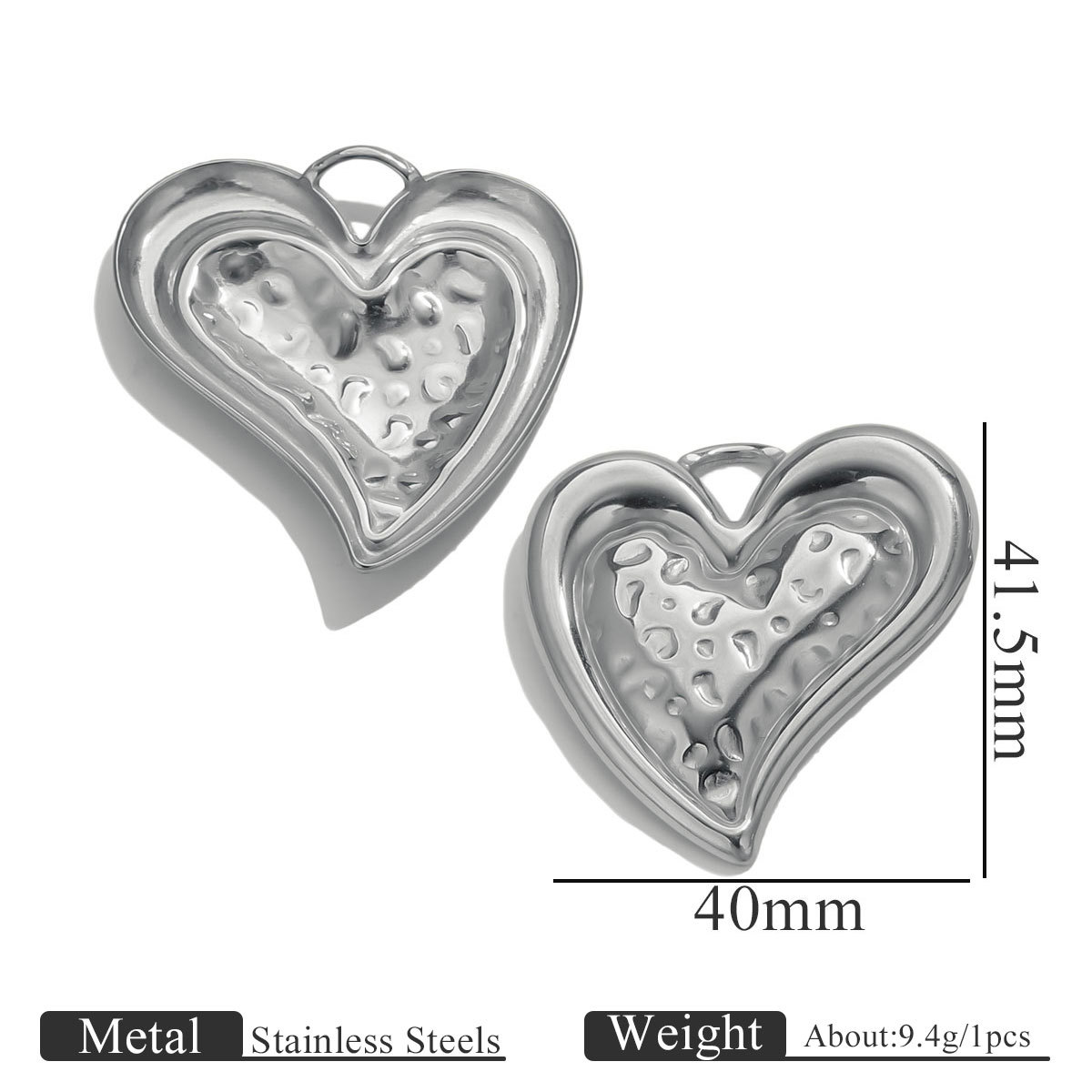 2:Steel color pendant-heart on the left