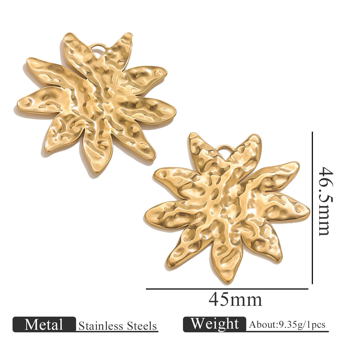 7:Gold pendant - embossed leaves