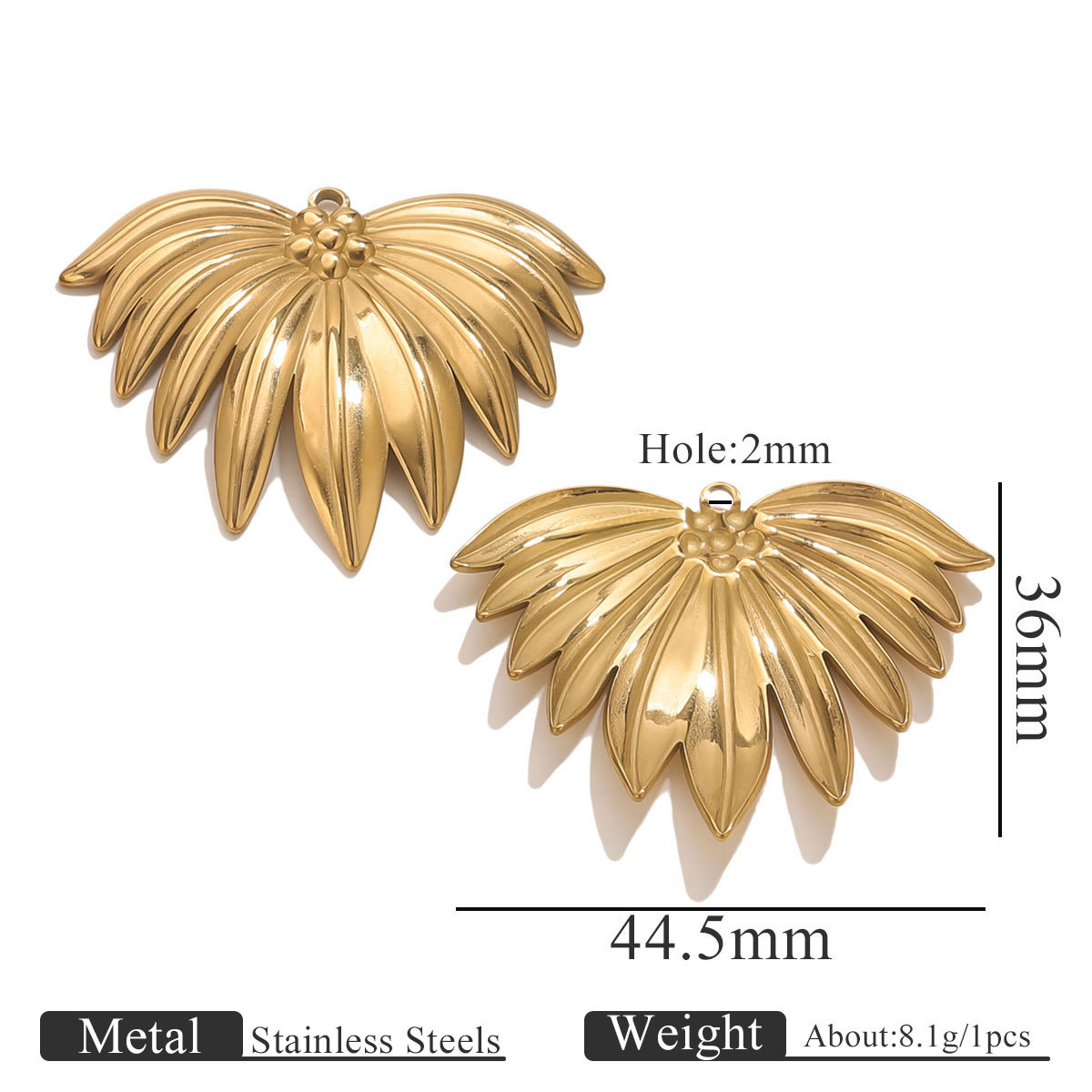 9:Gold pendant-44*36 leaves