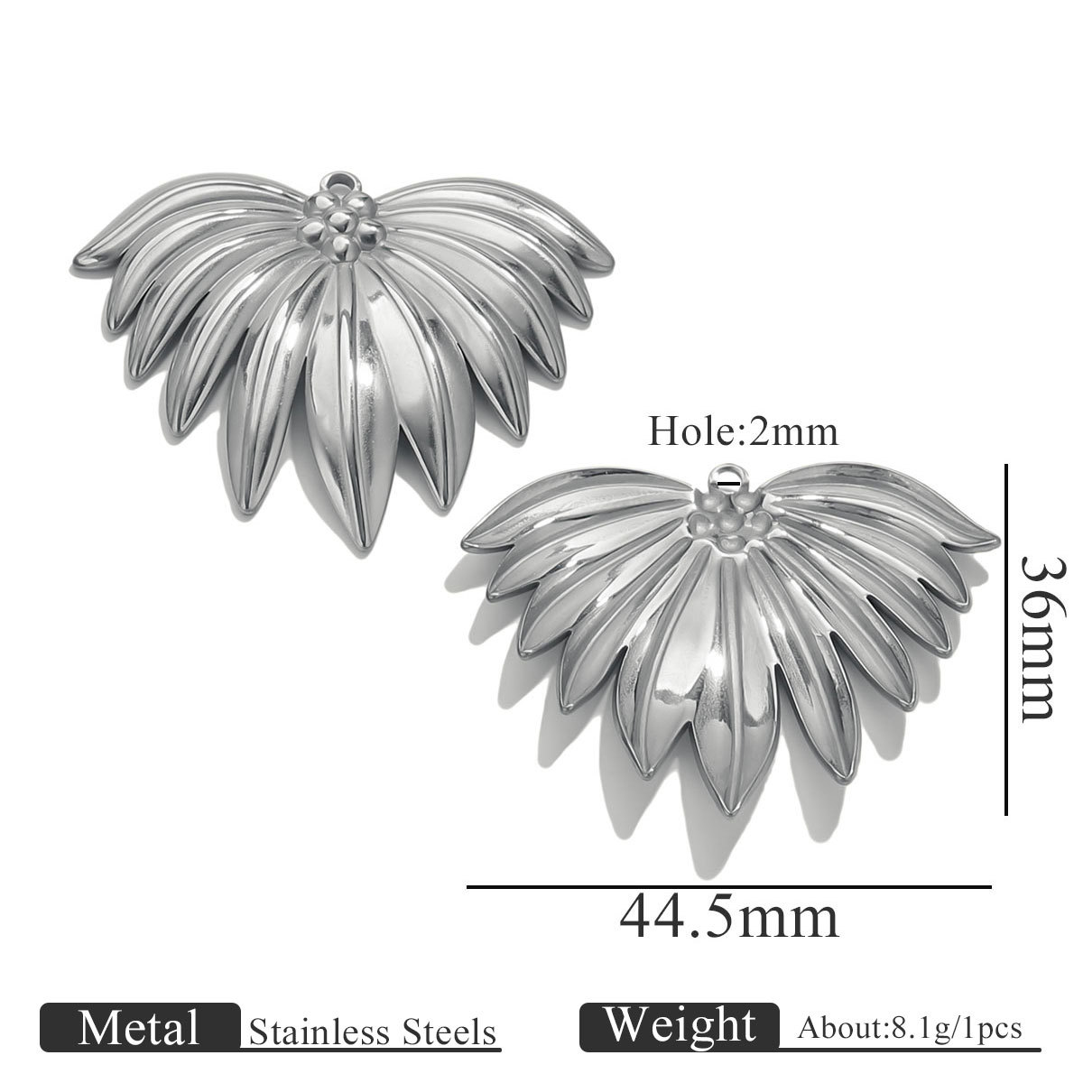 10:Steel color pendant-44*36 leaves