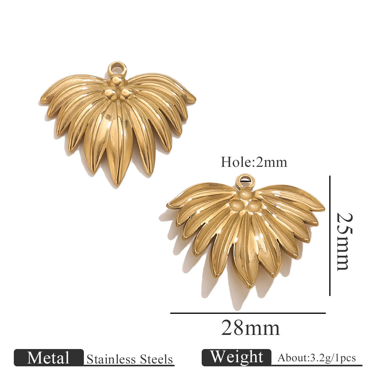 11:Gold pendant-27*25 leaves