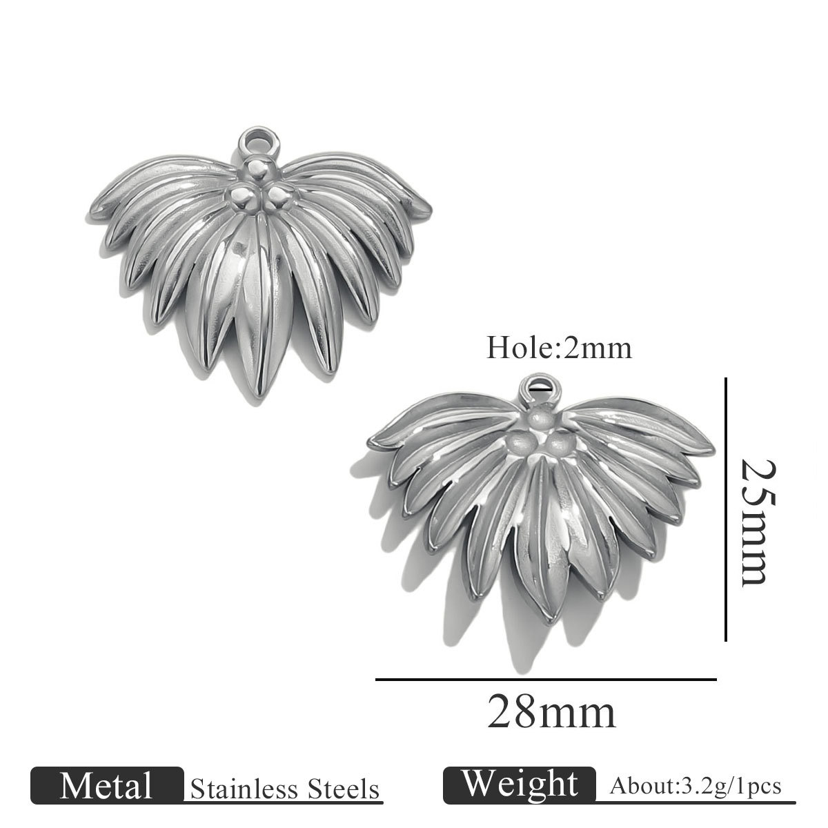 12:Steel color pendant-27*25 leaves